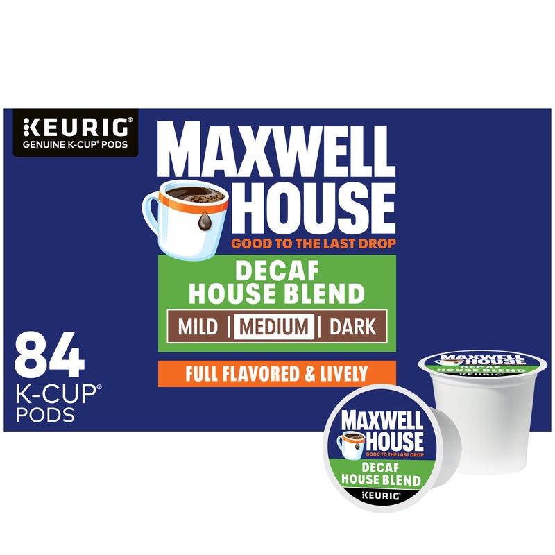 Maxwell House ماكسويل هاوس قهوة خالية من الكافيين مزيج المنزل تحميص متوسط كبسولات K-Cup، 84 حبة - Image 1